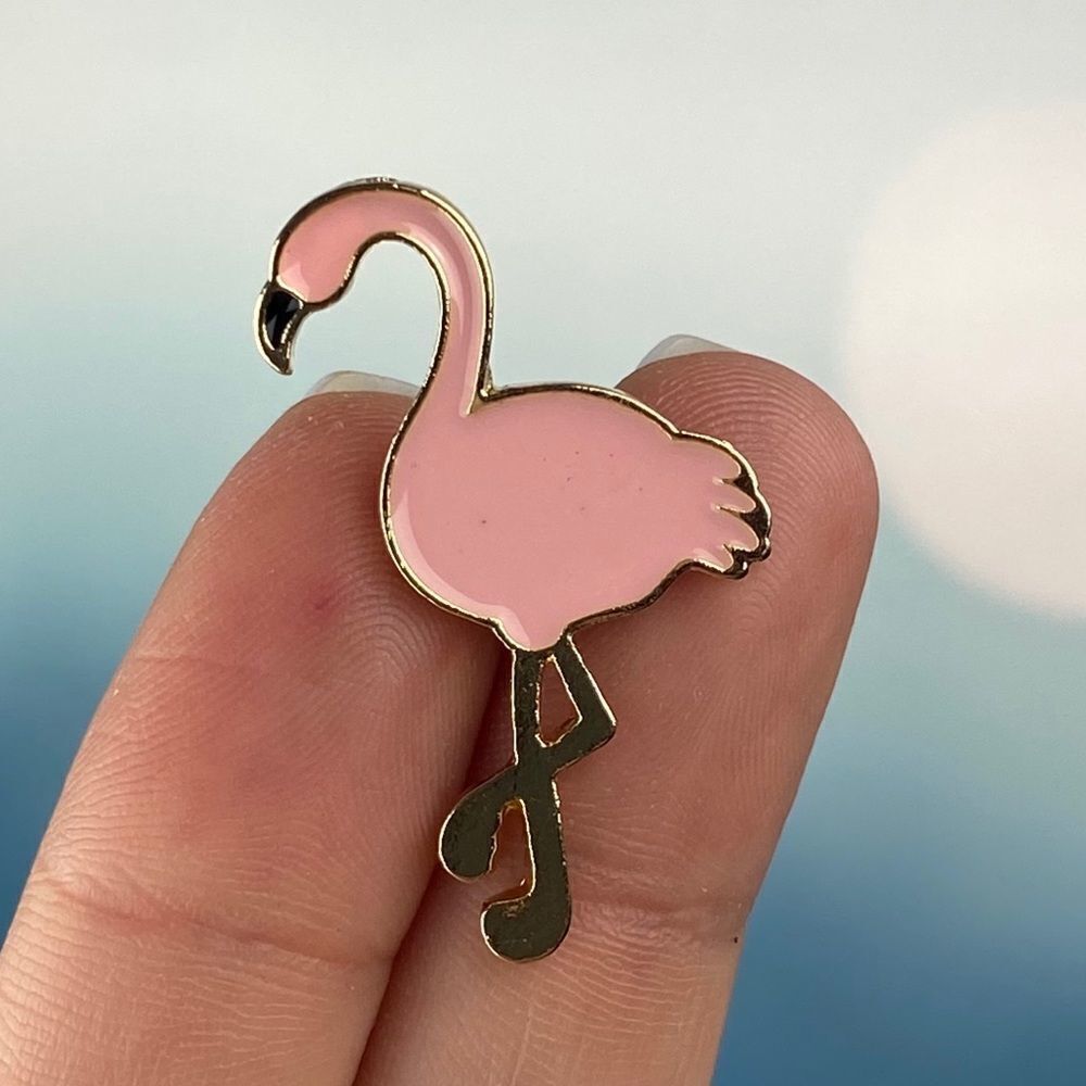 Flamingo Pink & Gold Enamel Pin/ Brooch Lapel